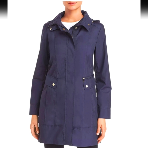 Cole Haan Travel Packable Rain Jacket Chaqueta, Añil, S Para Mujer